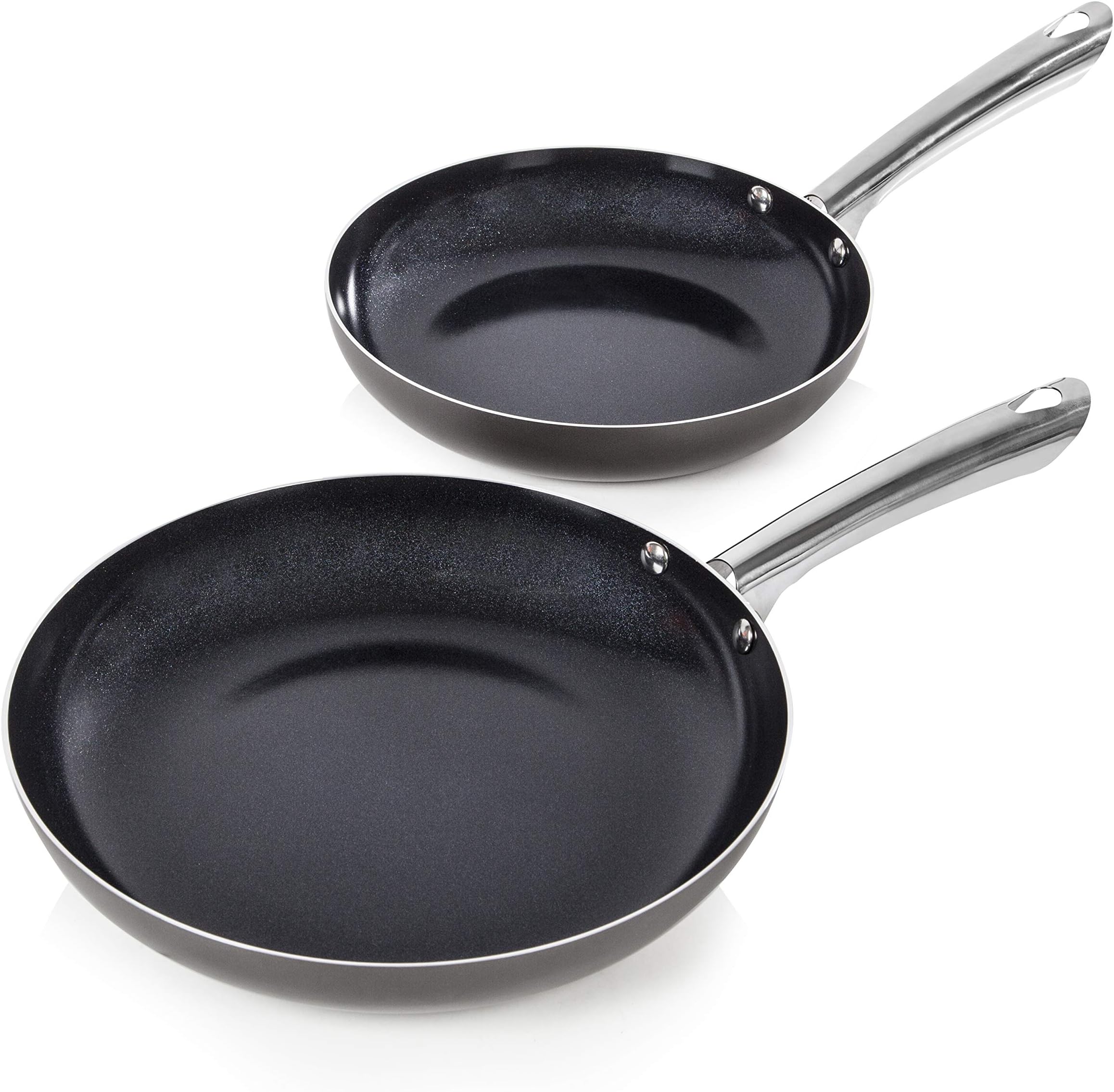 Morphy Richards 973015 Accents Induction 2 Piece Frying Pan Set, with Non-Stick Ceramic Coating, Aluminium, 24/28 cm, Titanium/Black