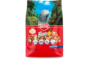 Kaytee Fiesta Parrot Food, Nutritious and Fun Blend, Supports Skin, Feather, Digestion, Brain and Heart Health, 4.5 pounds