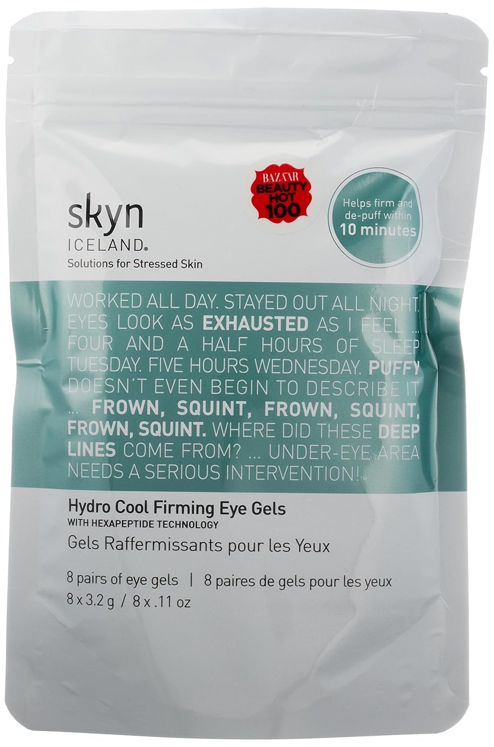 skyn ICELAND Hydro Cool Firming Eye Gels: Under-Eye Gel Patches to Firm, Tone and De-Puff Under-Eye Skin, 8 Pairs: Beauty