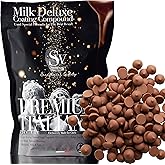 Premium Italian Melting Chocolate Candy Melts 5 Lbs | Only 5 Natural Ingredients | GMO and Gluten Free | Milk DeLuxe Compound Choco | Milk Chocolate Wafers | Resealable Pack | Perfect for Chocolate Fountain Fondue Baking Dipping