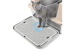 Bartuke Large Cat Litter Box Step Mat, 42x28.5x2.5 cm Cat Litter Box Ramp Stairs, Cat Litter Catcher for Self-Cleaning Cats L
