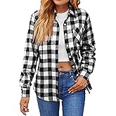 SANGTREE Womens and Girls Long Sleeve Flannel Shirt Casual Button Down Plaid Shirts, 3 Months - Adult 2XL