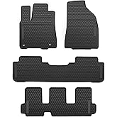 Lwope Car Floor Mats Custom Fit for Toyota Highlander 2014-2019 Black Rubber Auto Liner Mats All Weather Protection Heavy Duty Odorless