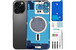 LNONLS 16 Pro Max Back Glass Replacement for iPhone 16 Pro Max Rear Back Cover Glass Waterproof and Camera Lens+Professional Repair Tool Kit (Black Titanium)
