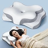 Osteo Sustained Cervical Health Neck Pillow, Contour Zoned Design Ergonomic Pillow for Pain Relief, No-Temperature Affected Memory Foam Pillows, Cooling Pillow Support Side, Back, Stomach Sleeper