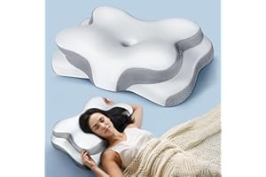 Osteo Sustained Cervical Health Neck Pillow, Contour Zoned Design Ergonomic Pillow for Pain Relief, No-Temperature Affected Memory Foam Pillows, Cooling Pillow Support Side, Back, Stomach Sleeper
