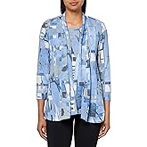 MULTIPLES Three Quarters Sleeves Open Front Jacket and Tank Two-Piece Set