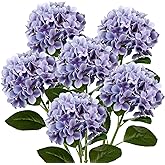 DILATATA Faux Hydrangea Large Artificial Purple Hydrangea Flowers 26" Real Touch Hydrangea Flowers Lifelike Silk Hydrangea Stems for Wedding Party Garden Home Decor-Purple Hydrangea 6PCS