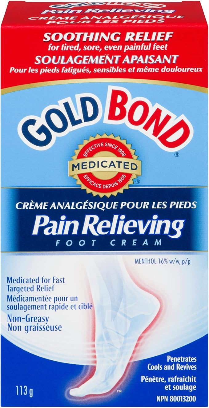 Gold Bond Medicated Pain Relieving Foot Cream, 113 g, Fast, Targeted