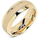 100S JEWELRY Engraved Personalized Tungsten Rings For Men Women Gold Wedding Band SandBlasted Finish Dome Edge Sizes 6-16