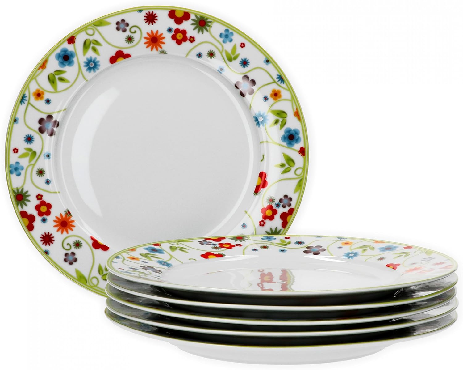 MamboCat 6er Set Porzellan-Teller - White Calla Design 24,5cm