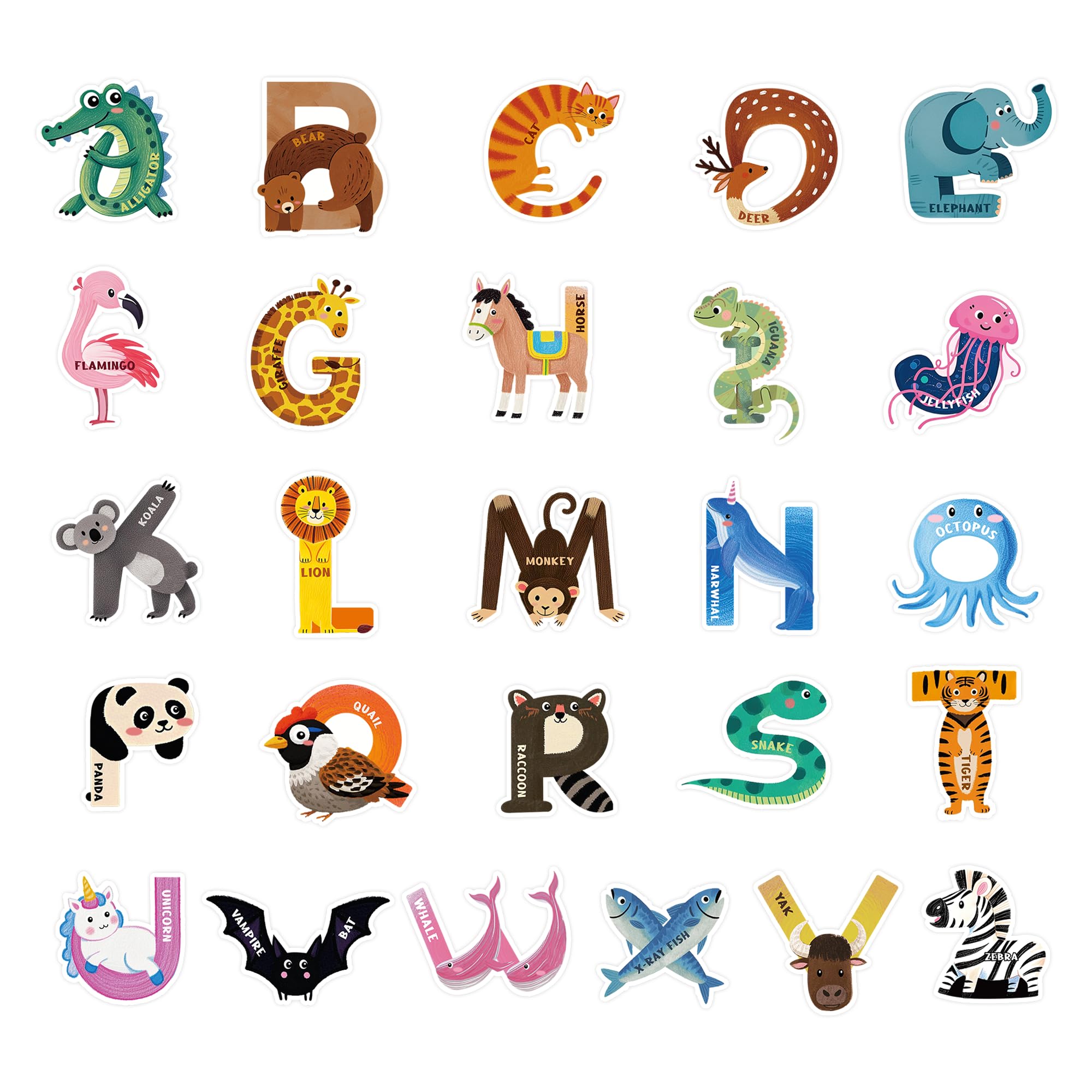 BIROYAL Magnetic Letters for Children, Large Fridge Magnets for Kids, Animals Alphabet Magnets for Fridge, Educational Spelling Learning Games Toys Include 26 Uppercase ABC for Baby Toddler Preschool