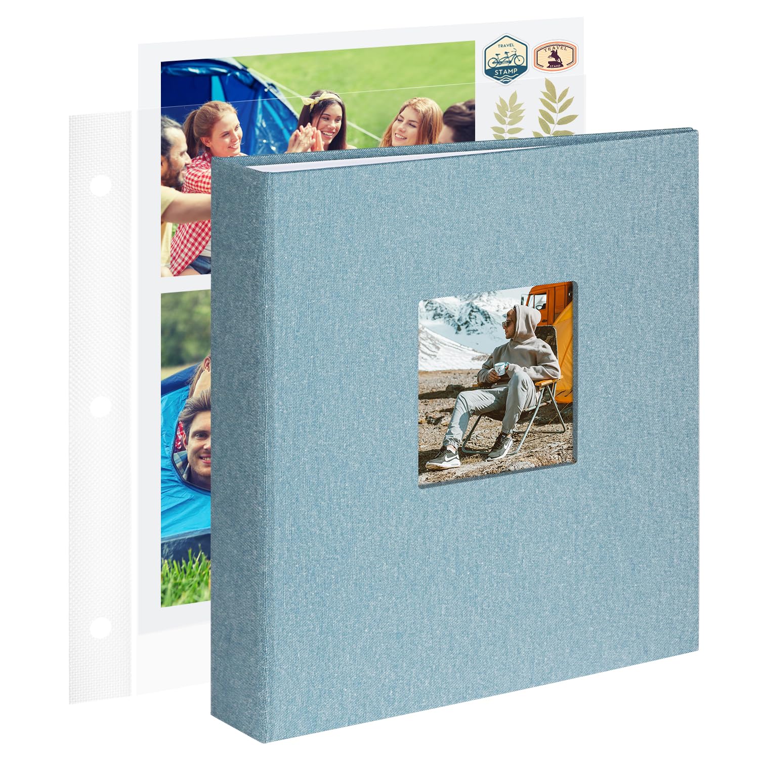 Photo 1 of 1DOT2 8.5x11 Inch Large 3 Ring DIY Scrapbook Photo Album with 30 Plastic Sleeves 60 Pages Blank Scrapbooks, 8.5 x 11 Scrap Book Albums for Baby Travel Wedding Graduation kids (Cyan Blue)