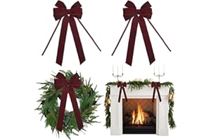 AIMUDI Burgundy Velvet Bows - 6.5" x 15" Christmas Bows for Gift Wrapping, Tree, Wreath, Garland, Staircase, Home & Outdoor Winter Decorations, 2 PCs