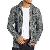 Ryannology Mens Shawl Neck Cardigan Sweater Cable Knit Button Up Closure with Pockets Winter Sweaters Outerwear