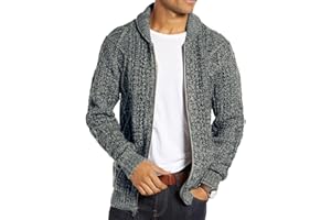Ryannology Mens Shawl Neck Cardigan Sweater Cable Knit Button Up Closure with Pockets Winter Sweaters Outerwear