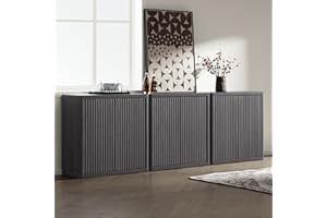 SICOTAS Buffet Cabinet with Storage 103.8" Sideboard Accent Modern Credenza with Doors & Shelves Fluted Tall Media Console Mid Century Coffee Bar Table for Living Room Kitchen Dining Room Hallway