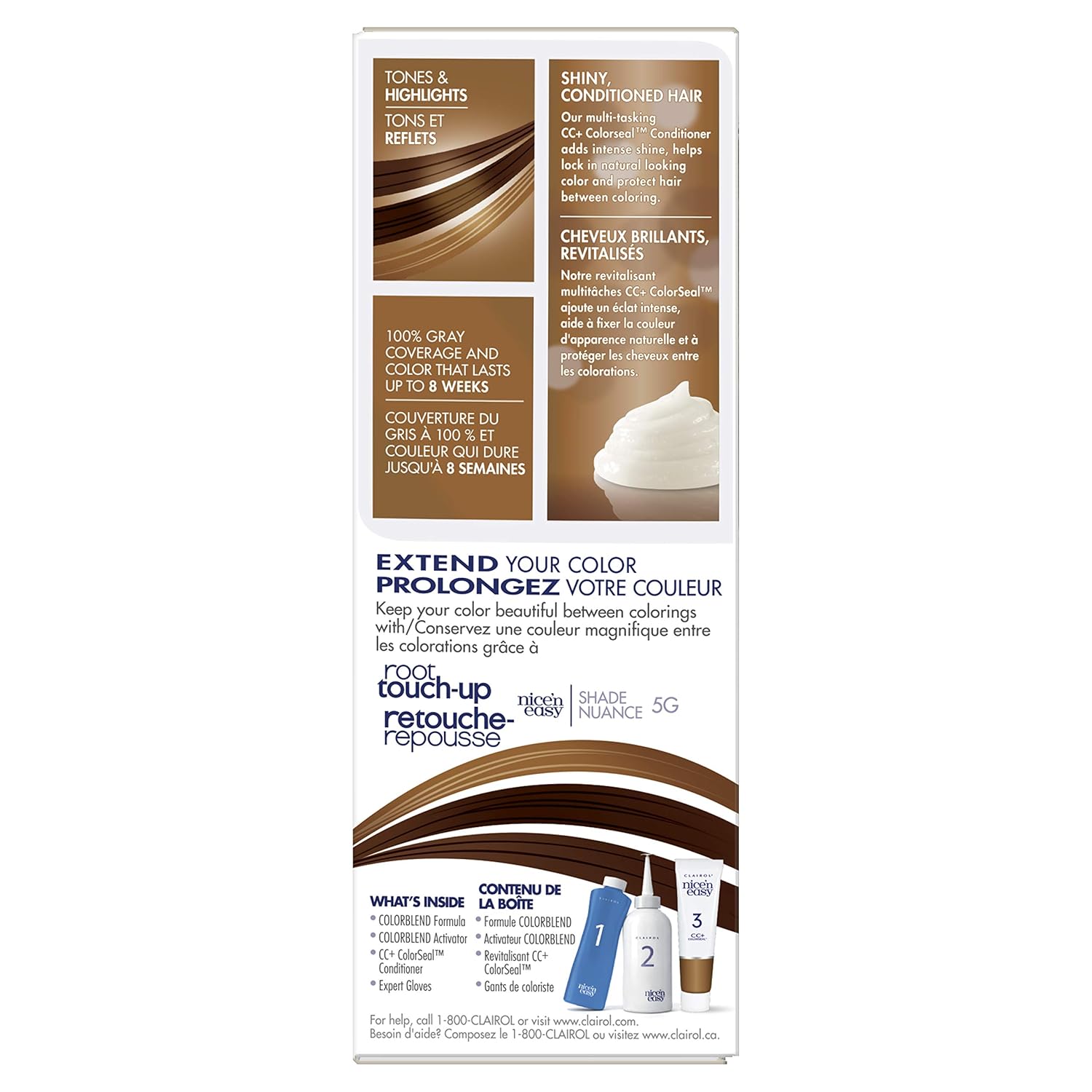 Clairol Nice'n Easy Original Permanent Hair Color, 5G Medium Golden Brown, 3 Count : Chemical Hair Dyes : Beauty