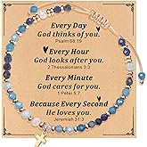 TAGOMEI Cross Bracelet for Women Girls, Christian Gifts for Women Valentines Day Gifts for Her, Handmade Baptism Confirmation Gifts Natural Stone Beaded Bracelets Birthday Religious Gifts for Friends