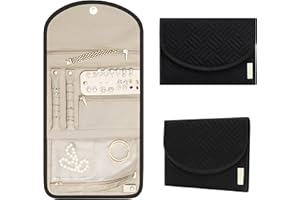 BLUTETE Jewelry Travel Foldable Bag | Organizer Roll Jewelry Case | Travel Jewelry Storage Case for Women | Rings Earrings Necklaces Bracelets Organizer (Black)