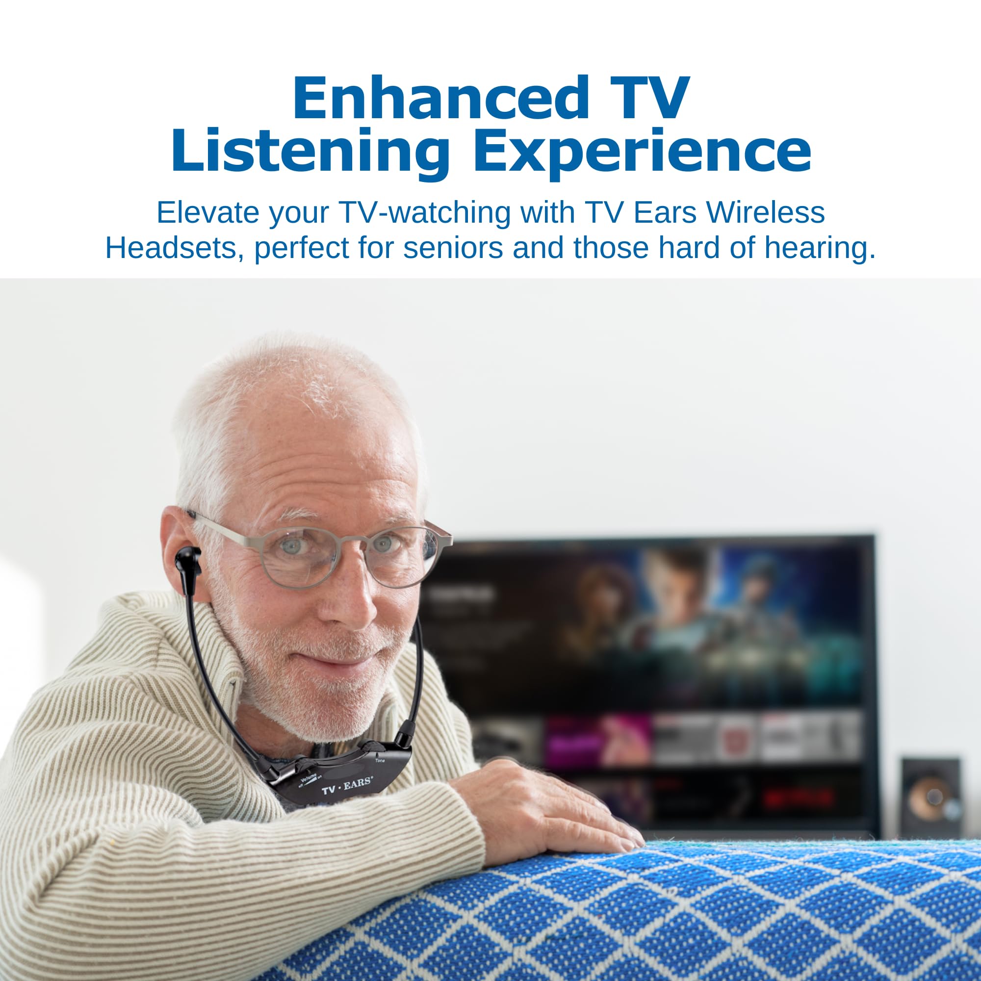 TV Ears Digital Wireless Headset System for Seniors – Personal Volume Control, TV Hearing Device, No Audio Delay, Plug-N-Play, Works with Most TV Brands, Ideal for Hearing Impaired – Model 11741