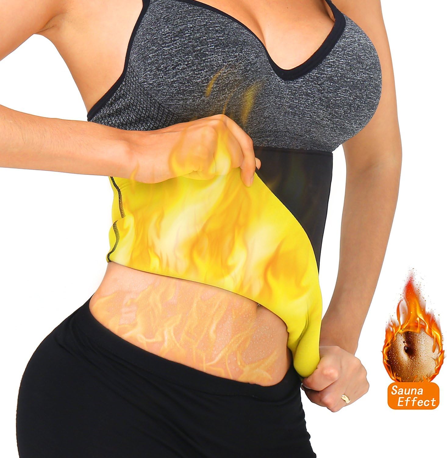 AGROSTE Women's Slimming Body Shaper-Waist Trainer Trimmer Sweat Belt-Hot Thermo Weight Loss Sauna Band Girdle