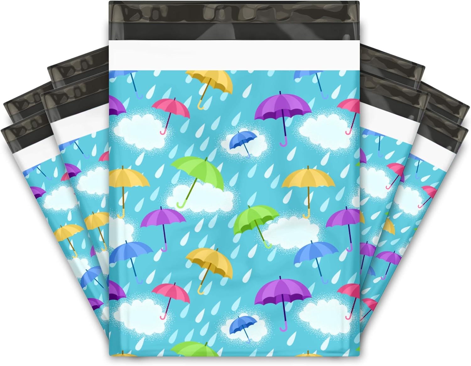 10x13 (100) Spring Rain Umbrella Designer Poly Mailers Shipping Envelopes Premium Printed Bags
