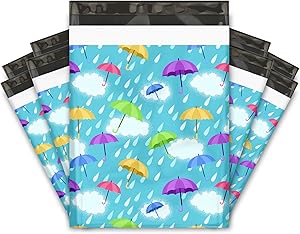 10x13 (100) Spring Rain Umbrella Designer Poly Mailers Shipping Envelopes Premium Printed Bags
