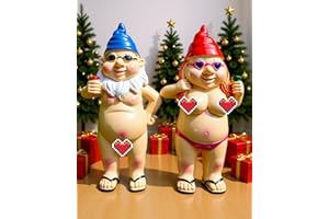 Leverse 2 PCS Garden Gnomes, 4.7 Inch Outdoor Statues, Funny Garden Gnomes Decorations for Yard, Lawn, Patio, Unique Home Decor Gifts for Woman, Man, Easter, Halloween, Christmas, Housewarming