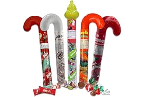 SNACKIVORE Hershey's Stocking Stuffer Candy Cane Tube Variety 5 Pack- Hershey Kisses Christmas Candy Cane, Grinch Hershey Kisses, Candy Cane Kisses, Kit Kat, and Reese's Christmas Candy Stocking Stuffer