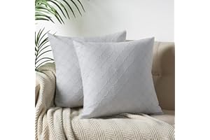 PHF Matelasse Textured Euro Pillow Shams 26x26, No Insert, 2 Pack, 100% Natural Cotton, European Sham Covers, Jacquard Pattern Square Pillowcase Shell for Couch, Sofa, Bed, Grey