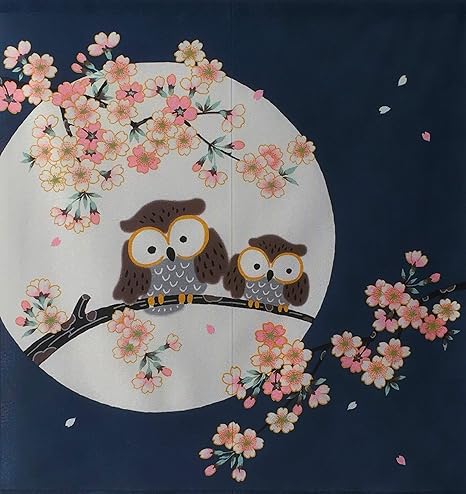 Amazon 夜桜ふくろう 90 丈 和 縁起 開運 桜 のれん おしゃれ 目隠し 仕切り カーテン レース かわいい 季節 春 四季 のれん オンライン通販