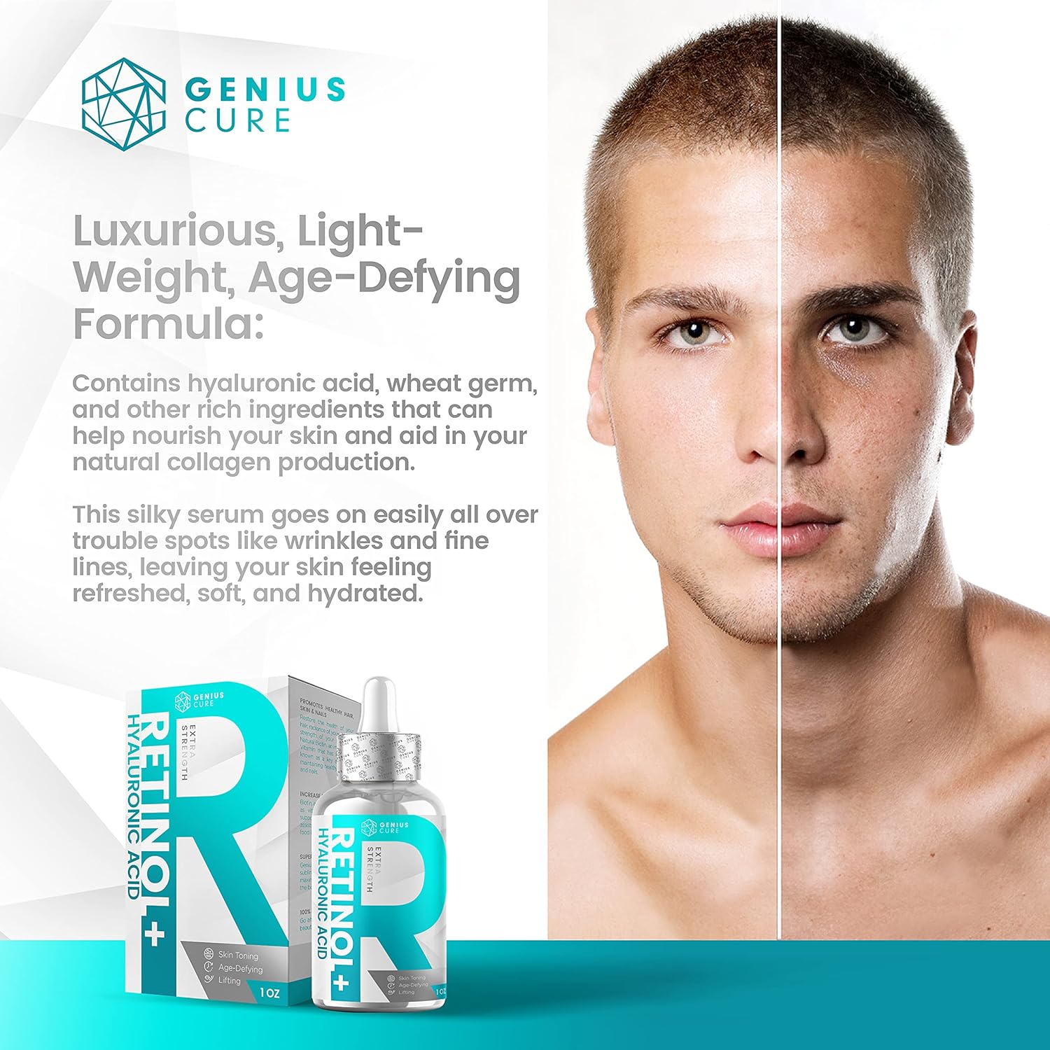 Retinol & Hyaluronic Acid Serum Anti Aging & Anti Wrinkle Serum, Boost Collagen Production and Effectively Reduce Wrinkles For Face & Eyes 1fl oz: Beauty