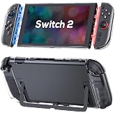 TIKOdirect Clear Dockable Case Compatible with Nintendo Switch 2(2025), Slim Protective PC Case for Joy-Con Grip Cover, Hard Shell with Anti-Scratch and Shock-Absorption, Clear