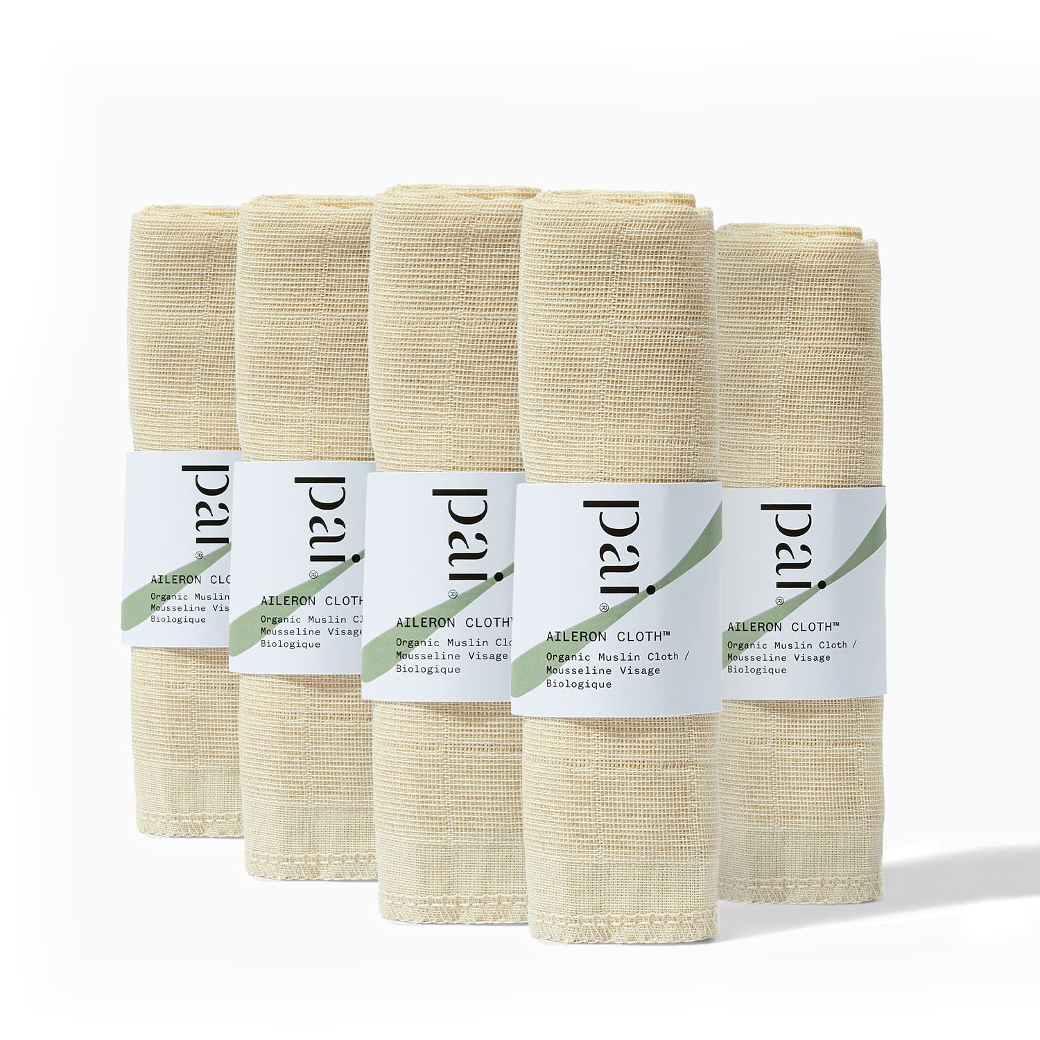 Pai Skincare The Aileron Cleansing Face Cloth Pack of 5, Organic Muslin Cloths for Gentle Exfoliation, Double-Layered Cotton, Muslin Face Cloths for All Skin Types, Reusable & Vegan-Friendly