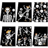Bencailor 6 Pcs Skull Kitchen Towels Skeleton Dish Hand Towels Funny Skull Dance Tea Washcloth for Bathroom Kitchen Gothic Horror Decor Gifts 24 x 16''