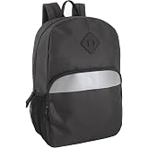 Trail maker 17" Backpack &ndash; Reflective School Backpack with Padded Straps, Water Bottle Pockets for Kids &amp; Adults, School Travel Camp (Black)