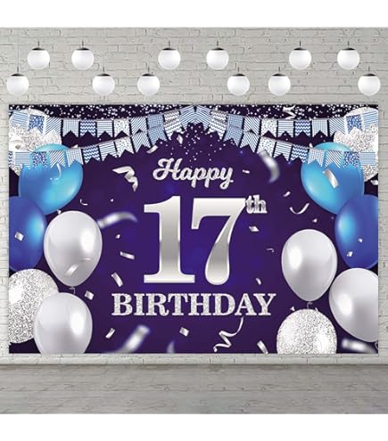 Happy 17th Anniversary‼︎ 「水面下」　ws 2枚セット Amazon.com: Happy 17th Anniversary Backdrop Banner Decor Navy Blue