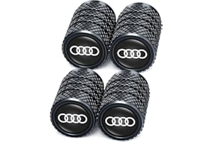 PPODKS Tire Valve Caps, Valve Stem Caps for Audi A1 A3 RS3 A4 A5 A6 A7 RS7 A8 Q3 Q5 Q7 R8 S Series, Alloy Car Tire Caps for Corrosion Resistant Leak-Proof Car Accessories, Balck