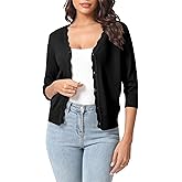 Urban CoCo Woman's 3/4 Sleeve V-Neck Cropped Cardigan Sweater Open Front Lightweight Knit Shrugs for Women