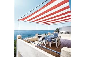 ColourTree 8' x 12' USA American Flag Red White Rectangle Sun Shade Sail Canopy Awning Shelter Fabric Cloth - UV Block UV Resistant Heavy Duty Commercial Grade (We Make Custom Size)