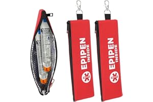 YOUSHARES Red EpiPen Pouch for 2 Pens, EpiPen Carry Case with Carabine for Walking or Running (2 Pack)