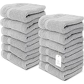 White Classic Luxury Cotton Washcloths 13x13 Inch - 650 GSM Turkish Cotton | Hotel, Spa, Bathroom Face Towel | 12 Pack, Dolphin Gray