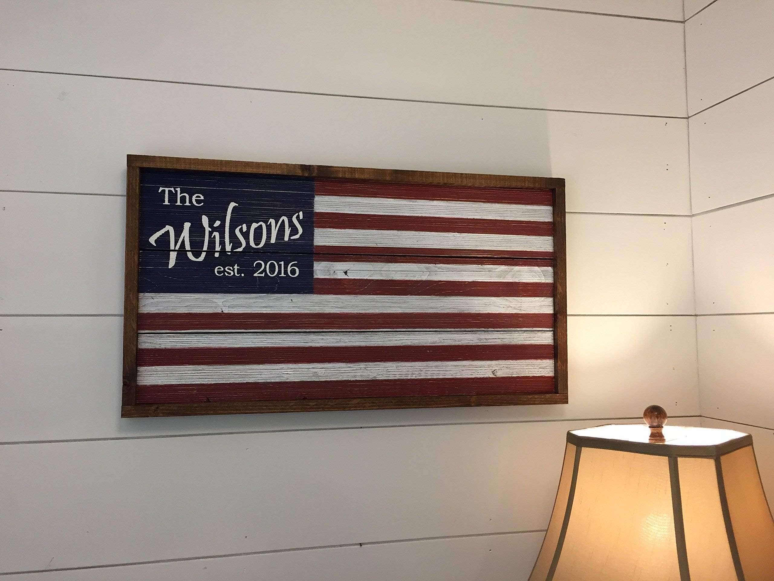 Personalized Wooden Flag/Barn Wood American Flag/Personalized Family Name Sign/Family Established Sign/Personalized Wedding Gift