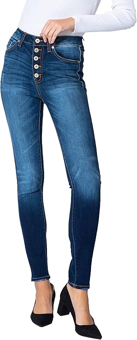 kancan exposed button jeans
