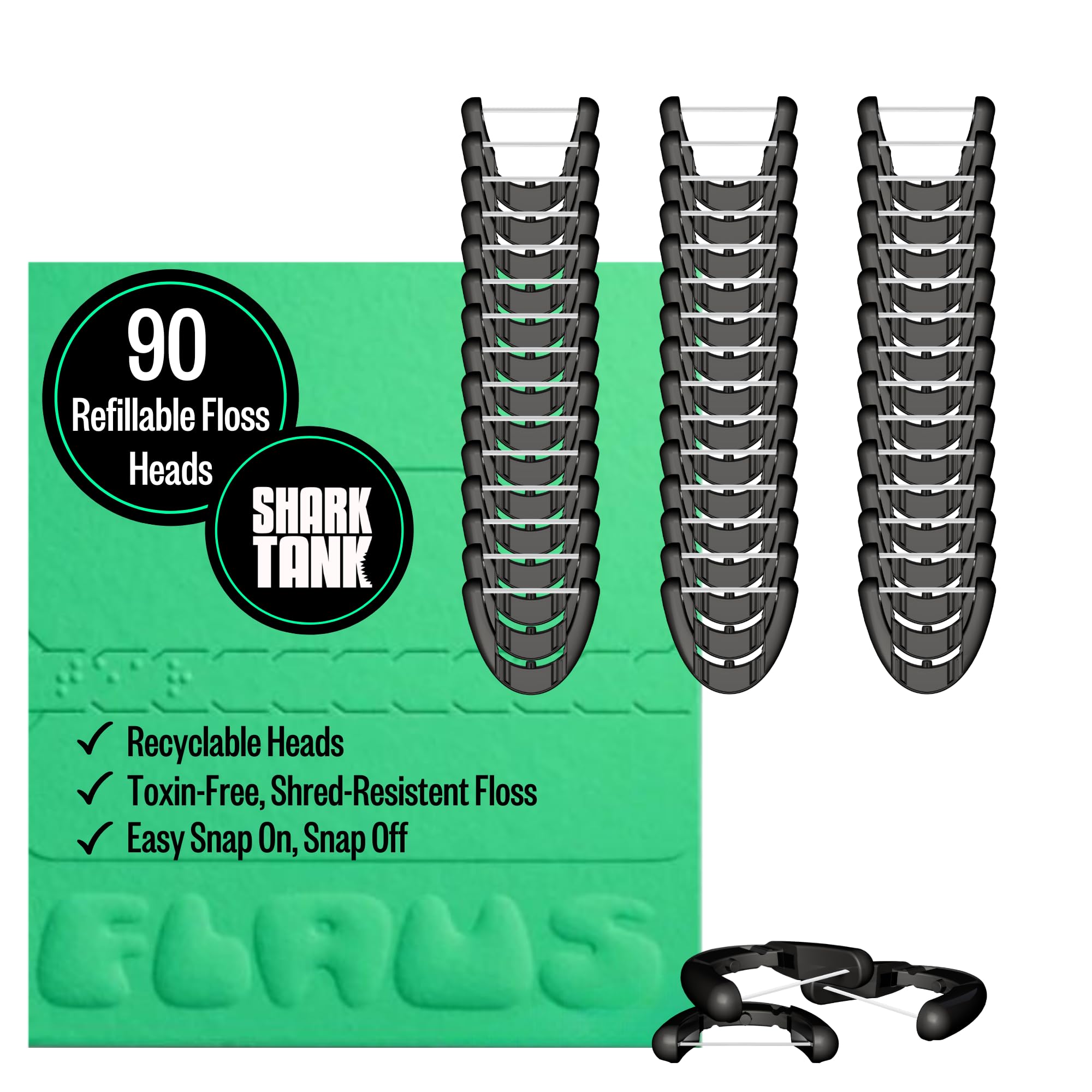 Photo 1 of FLAUS Electric Flosser Refills (Shark Tank) 90ct Dental Floss Heads w/Extra Strong Woven Floss - No Break, Ultra Durable Refillable Floss Picks, Easy Glide Flossing Dentist Recommended Tooth Flossers