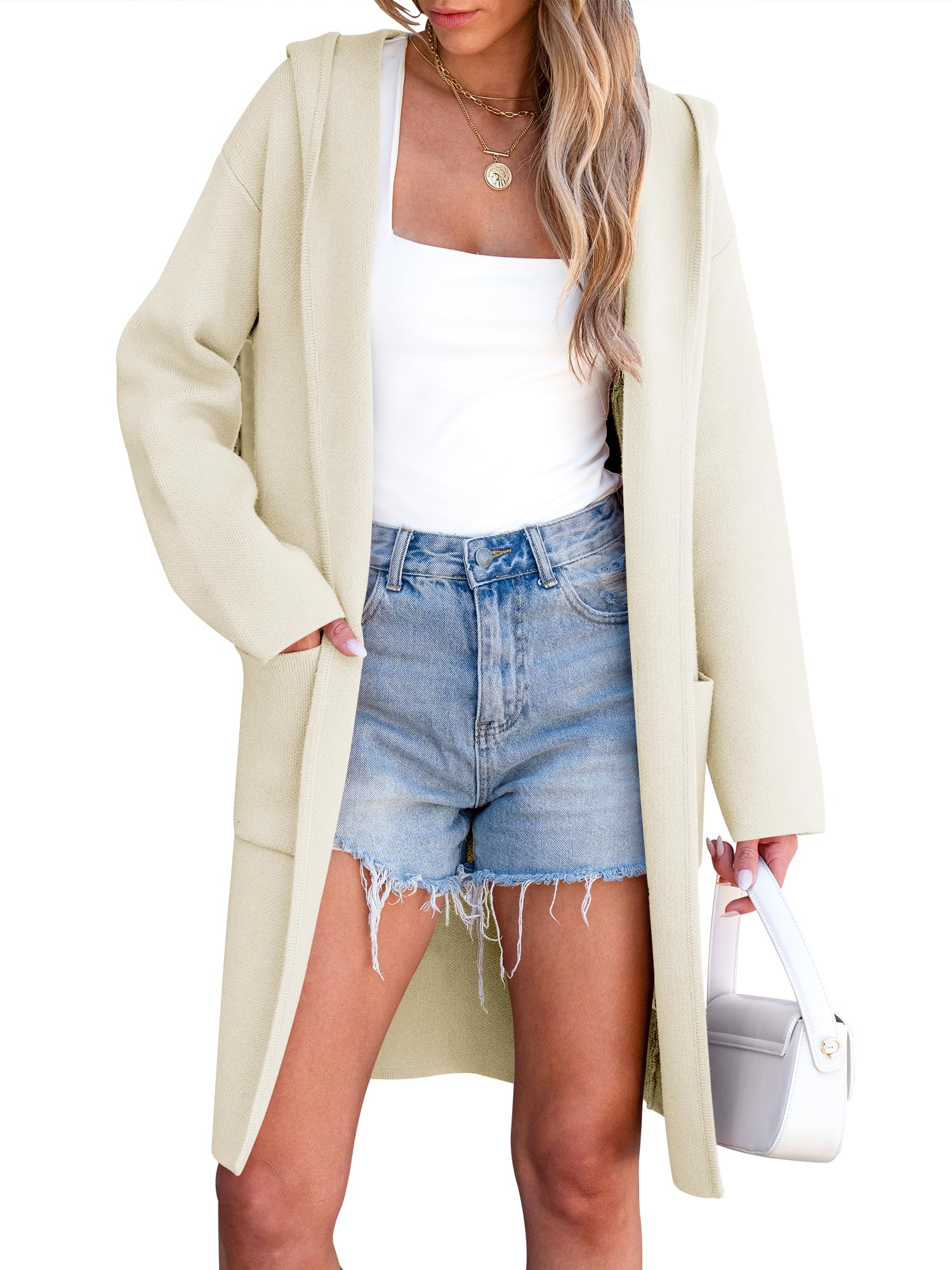 Photo 1 of ****SEE CLERK NOTES*** ANRABESS Womens Cardigan Sweater Oversized Coatigan Knitted Hooded Coat 2025 Fall Outfits Outwear White 957mibai-XL