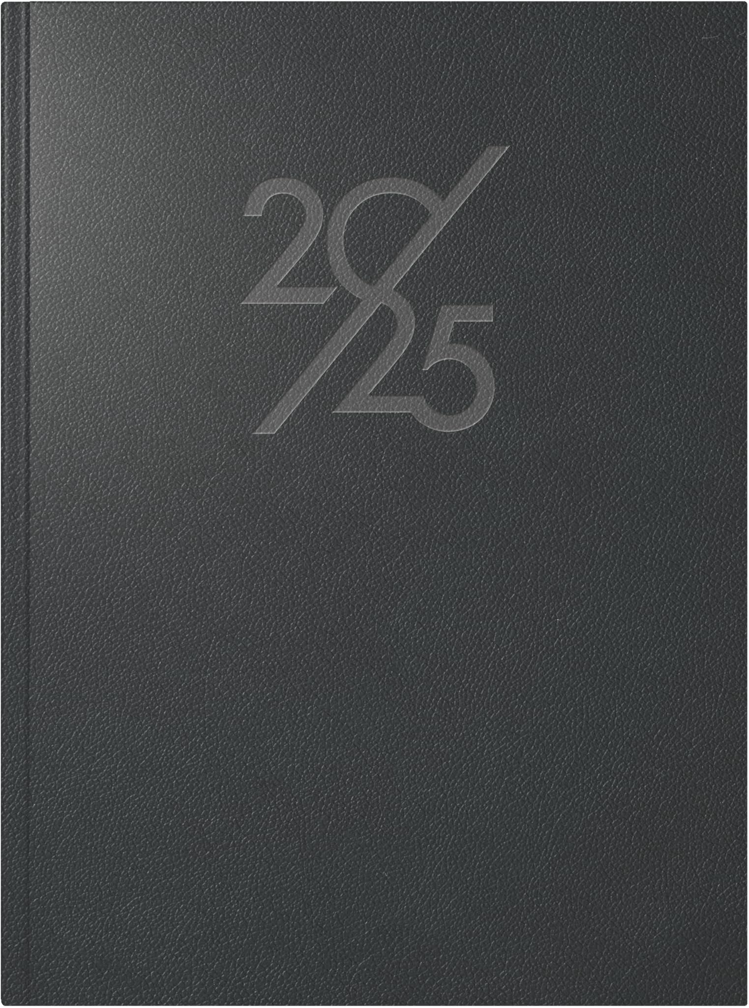 rido/idé Book Calendar Model Mentor (2025), 1 Page = 1 Day, A5, 352 Pages, Faux Leather Cover, Prestige Black