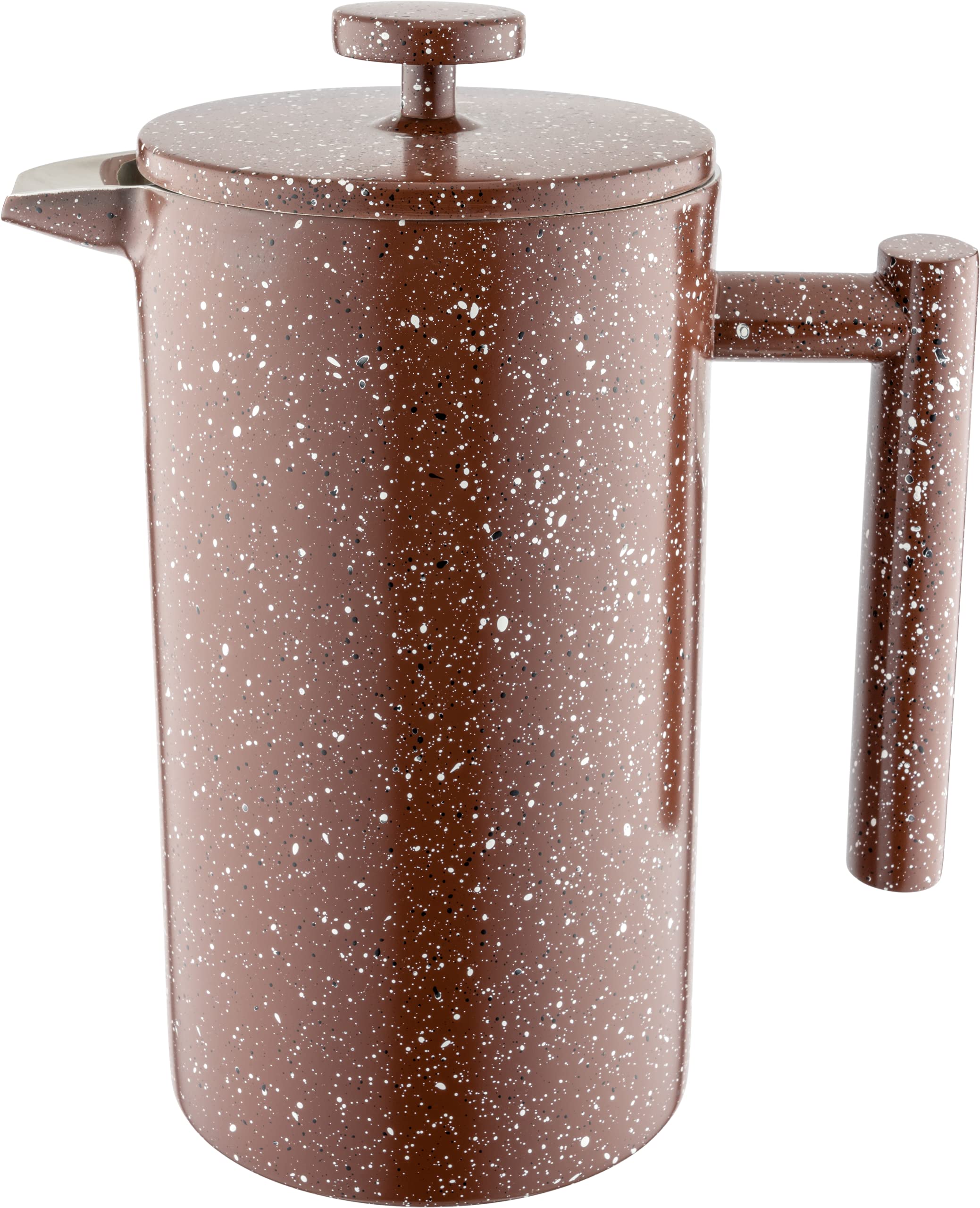 Café Olé CFD Granite Cafetière, 18/10 stainless steel double wall body and mesh filter, Red Granite effect finish, 1000ml (8 espresso cups or 4 mugs)