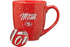 Rico Industries NFL Football Mom Red 16 oz Team Color Laser Engraved Speckled Ceramic Coffee Mug